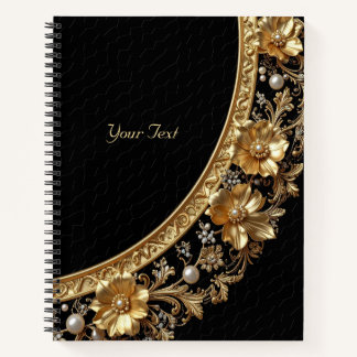 Carnet Golden Ornate Flowers Notebook