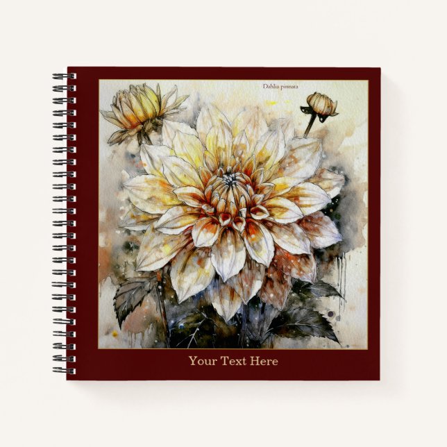 Carnet Golden Radiance: Watercolor Dahlia pinnata II  (Devant)