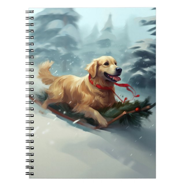 Carnet Golden Retriers Noël neige hiver (Devant)