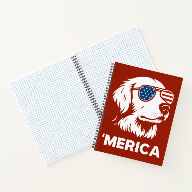 Carnet Golden Retriever 4 juillet Merica (Intérieur)