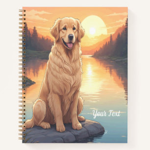 Carnet Golden Retriever au bord du lac