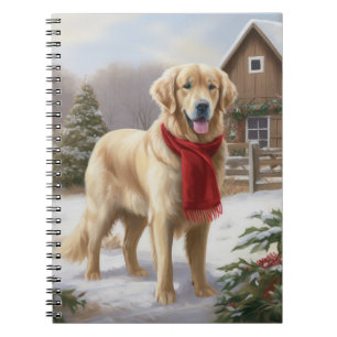 Carnet Golden Retriever Dog in Snow Christmas