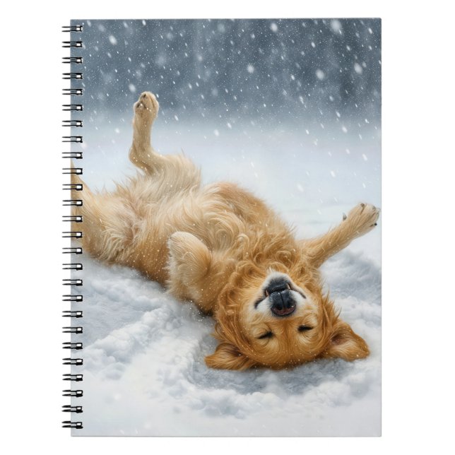 Carnet Golden Retriever Making a Snow Angel (Devant)
