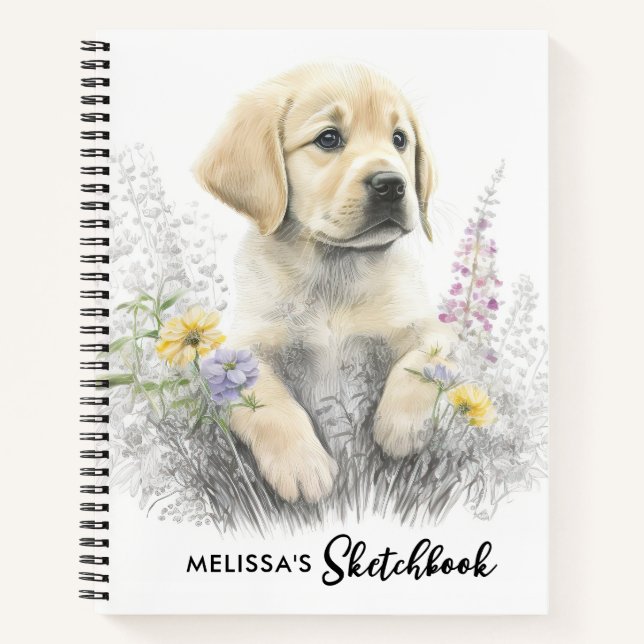 Carnet Golden Retriever mignon Chien Chien Floral Sketboo (Devant)