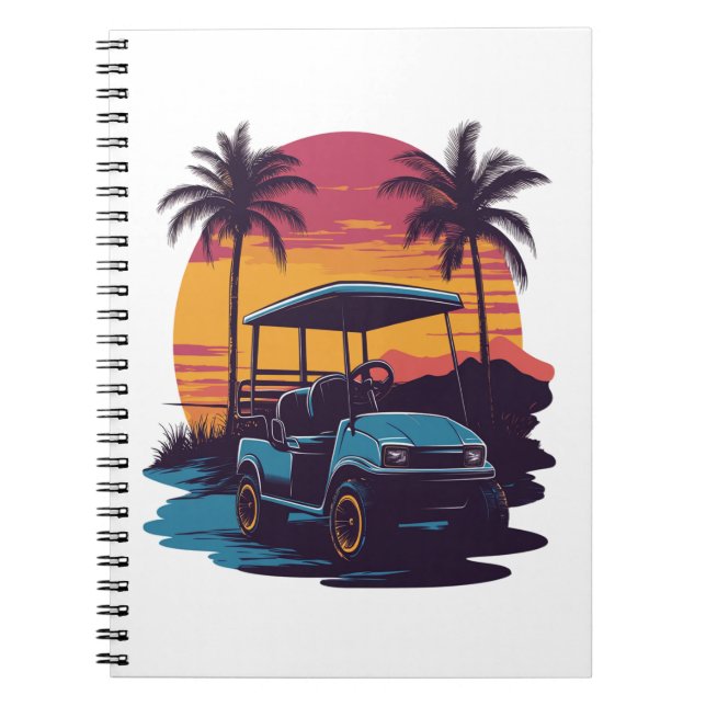 Carnet Golf Panier Palmiers Coucher de soleil Ensemble Vi (Devant)