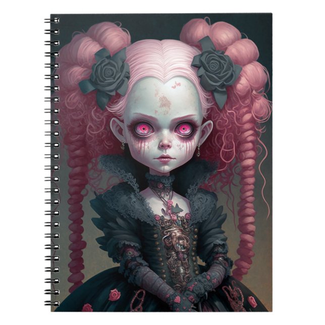 Carnet Goth Girl Rose Noir Déplaisant mignon (Devant)