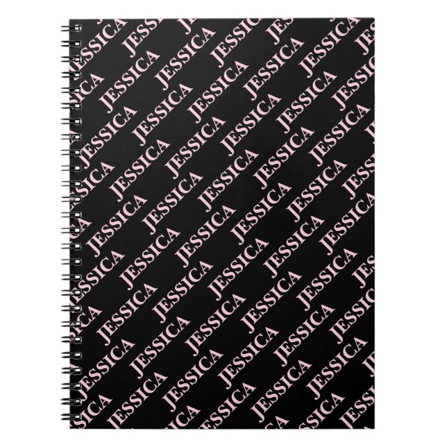 Carnet Goth Girly Pink & Black Name Feminine Office (Devant)