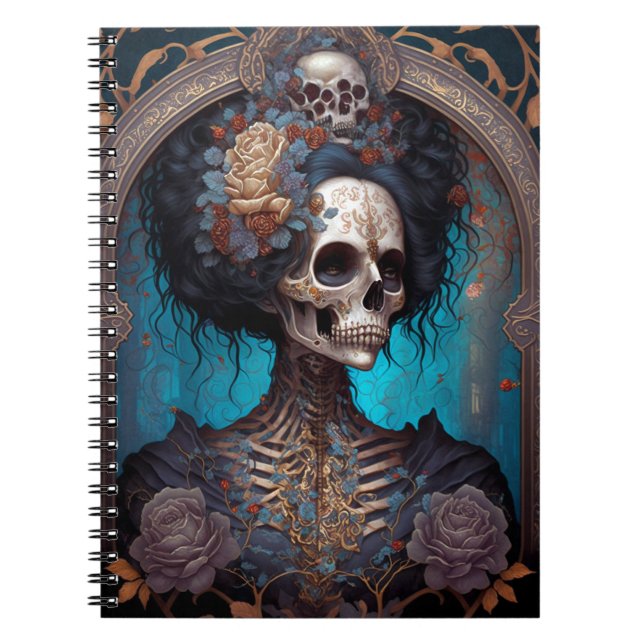 Carnet Goth Skeleton Skull Woman Gothique (Devant)