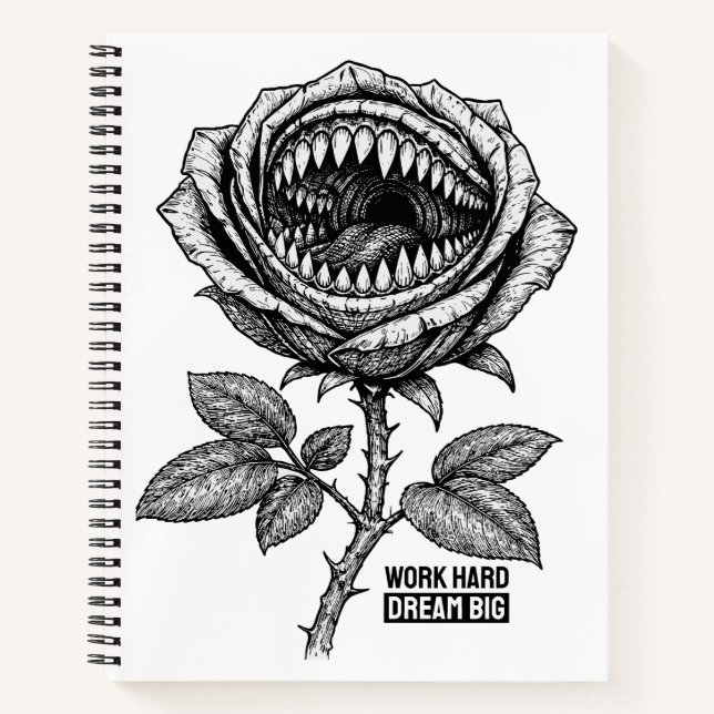 Carnet Gothic Devil Rose Sticker – Dark Horror Floral (Devant)