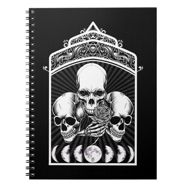 Carnet Gothique Crânes Déplaisants Phases Lune Croissant  (Devant)