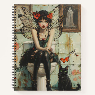 Carnet Gothique Fée et Chat Noir Quirky Halloween Art