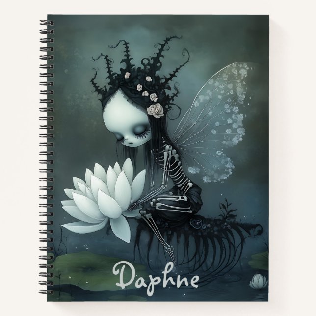 Carnet Gothique Imaginaire foncé Fairy Skeleton Nom perso (Devant)