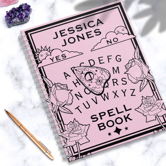 Carnet Gothique Pastel Rose Black Girl Spirit Board Spell (pink and black gothic spellbook)
