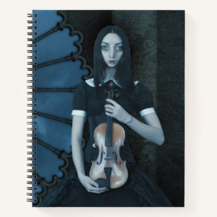 Carnet Gothique Victorian Girl tenant Violon Imaginaire f