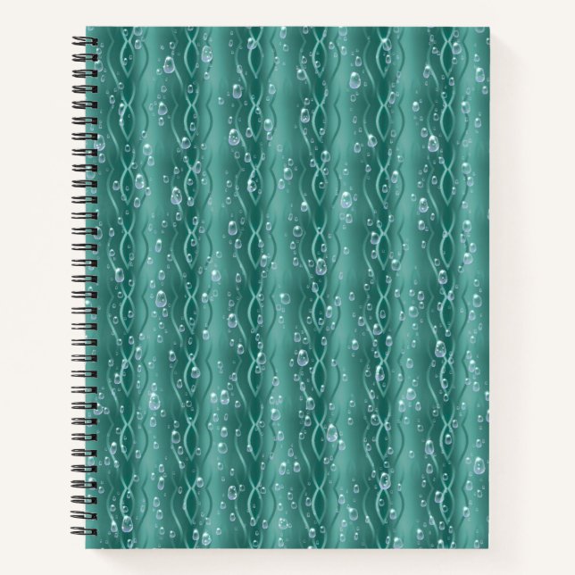 Carnet Gouttes de pluie sur métal vert (Devant)