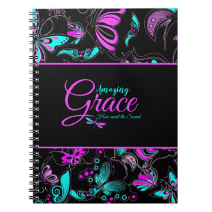 Carnet Grâce incroyable Papillons violets et sarcelles
