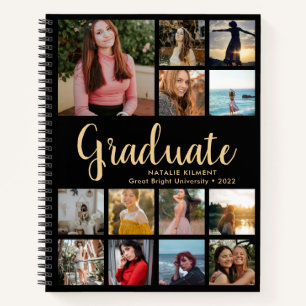 Carnet Graduate Photo Collage Graduation Noir et or