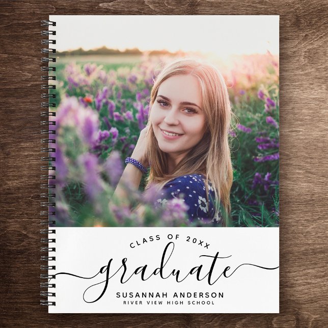 Carnet Graduation personnalisée Moderne Chic Script Photo (Créateur téléchargé)