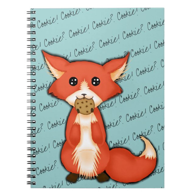 Carnet Grand Fox observé mignon mangeant un biscuit (Devant)