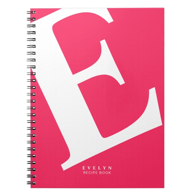 Carnet Grand initial | Typographie moderne | Rose (Devant)