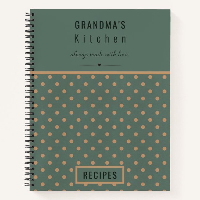 Carnet Grand-mère's Kitchen Blue with Tan Pois Recipe (Devant)