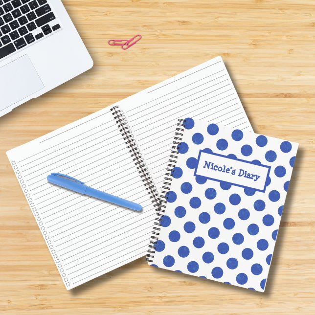 Carnet Grand point bleu Polka moderne (Créateur téléchargé)