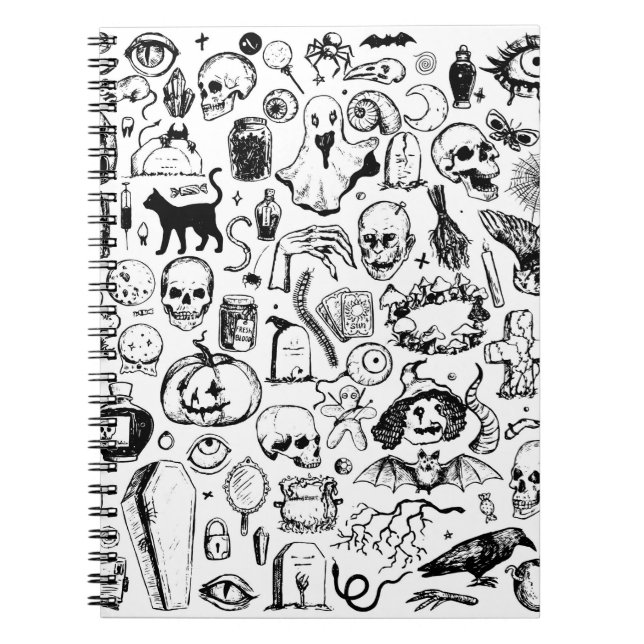 Carnet Grande collection de doodles halloween. Vinta à ma (Devant)