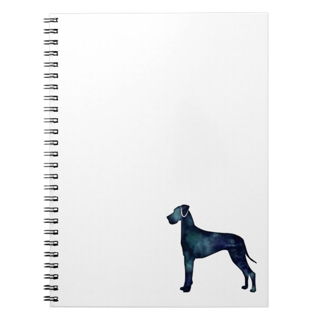 Carnet Grande Danse Chien noir Aquarelle Silhouette (Devant)