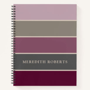 Carnet Grandes bandes larges de couleur mauve et verte pe