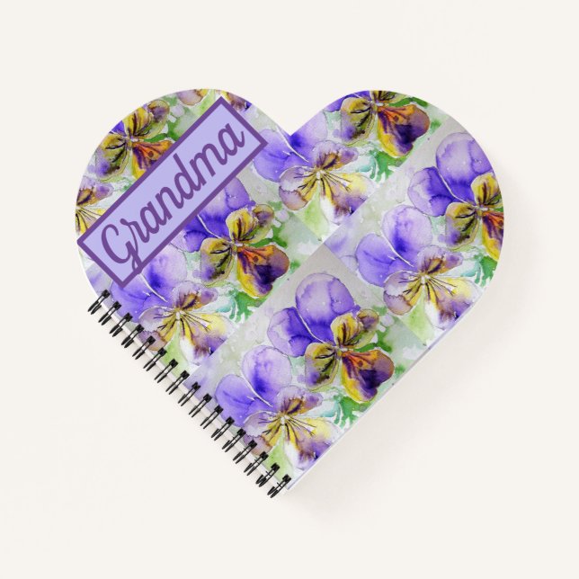 Carnet Grandma Fleur violette Jolie Violas Aquarelle (Devant)