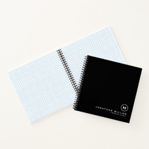 Carnet Graphique de monogramme noir classique minimal
