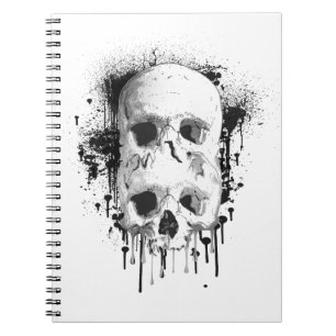 Carnet Graphisme de projection d'encre noire de crâne