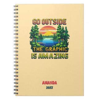 Carnet Graphisme pixel art de scène de nature en plein ai