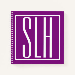 Carnet Gras moderne 3 initiales Monogramme   Blanc et pou
