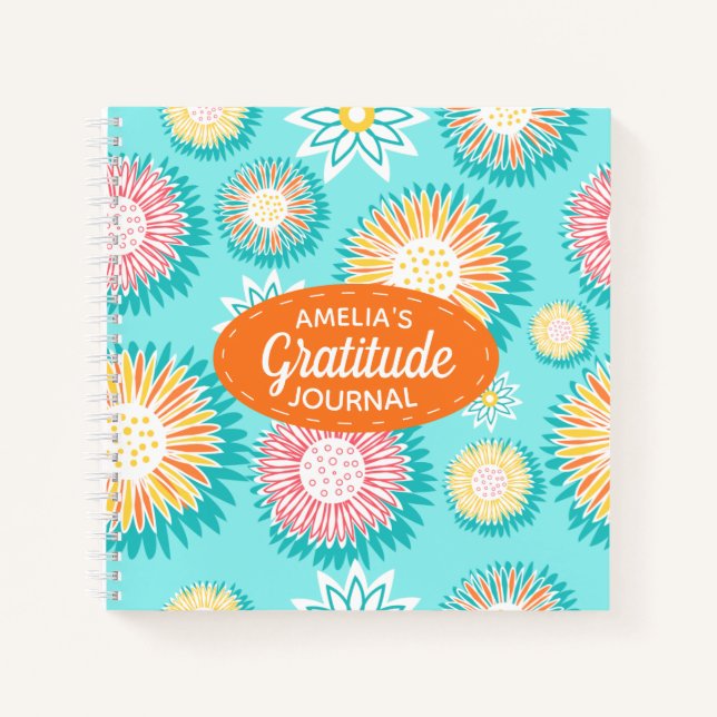 Carnet Gratitude Florale moderne et colorée (Devant)