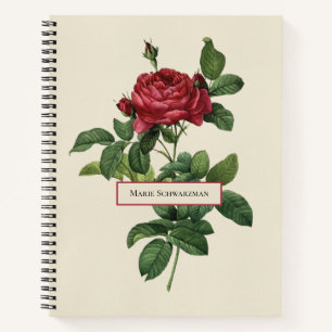 Carnet Gravure de Rose Vintage personnalisée