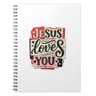 Carnet Gravure Vintage Jésus Vous Aime Typographie Chréti