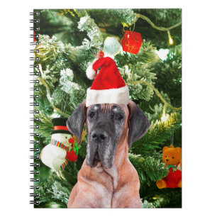 Carnet Great Dane w Christmas Tree Cadeaux Boîtes de Noël