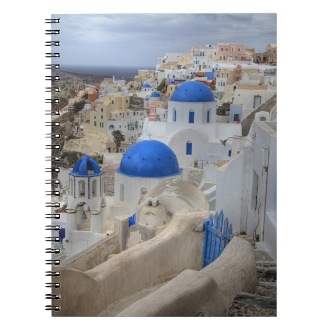 Carnet Grèce, Santorin. Tour Bell et dômes bleus de 3 (Devant)