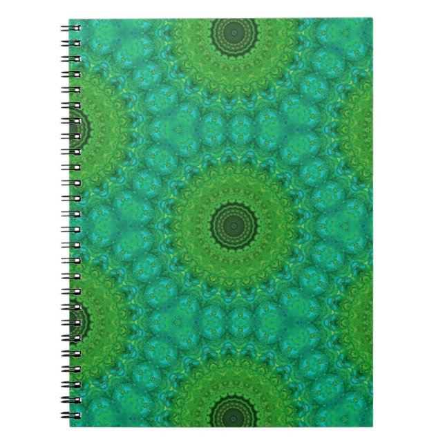 Carnet Green and Blue Circular Pattern Spiral Notebook (Devant)