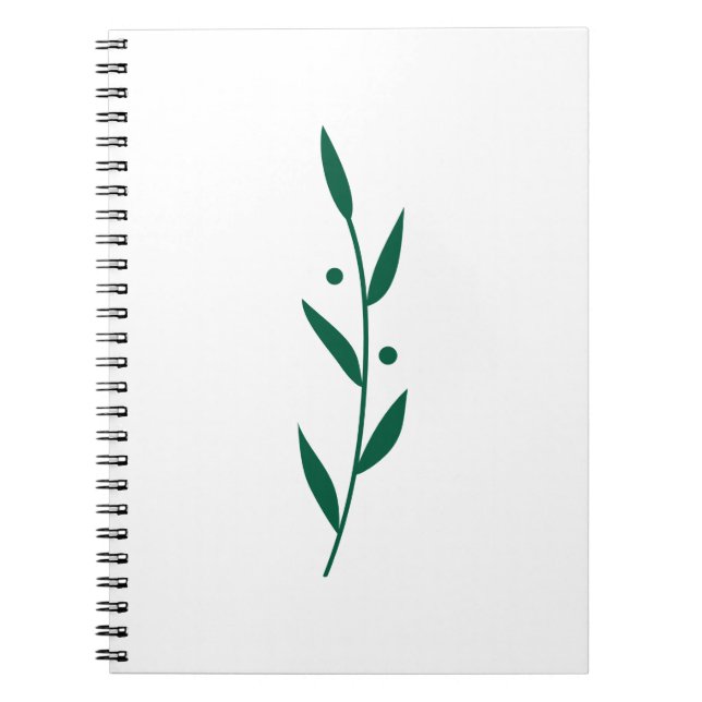 Carnet Green and White Leaf Branch Clean Botanical (Devant)
