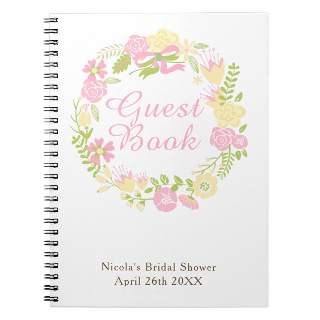 Carnet Green & Brown Floral Wreath Bridal Shower  (Devant)