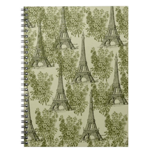 Carnet Green Floral Paris Tour Eiffel (Devant)