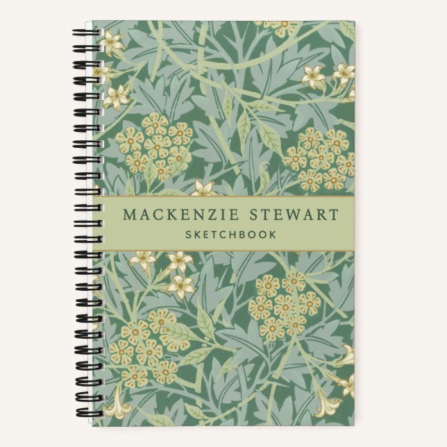 Carnet Green Jasmine Floral Pattern Sketchbook (Recto)