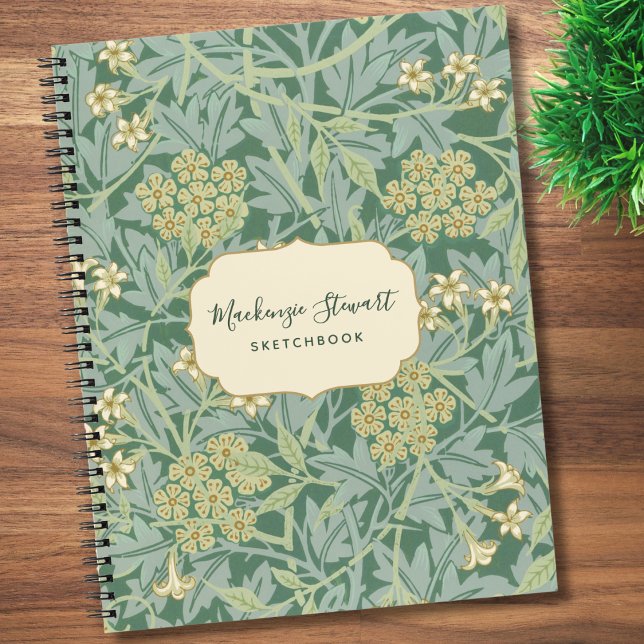 Carnet Green Jasmine Floral Pattern Sketchbook (Créateur téléchargé)