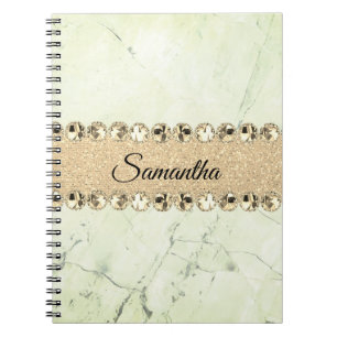 Carnet Green Marble Diamond Bling          