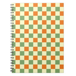 Carnet Green Orange Brown À damiers En vichy Motif