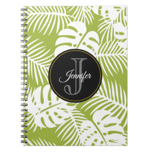 Carnet Green Palm Feuille Rainforest Motif Monogram