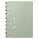 Green Sage Modern Script Girl Monogramme Nom