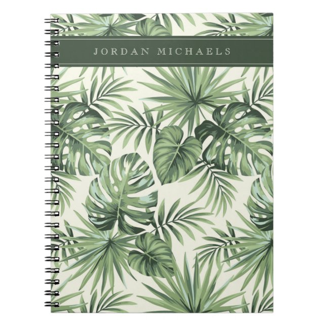Carnet Green Tropical Palm Feuille Motif (Devant)